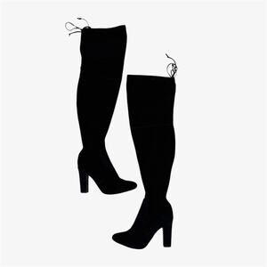 Black faux suede over the knee boots sexy